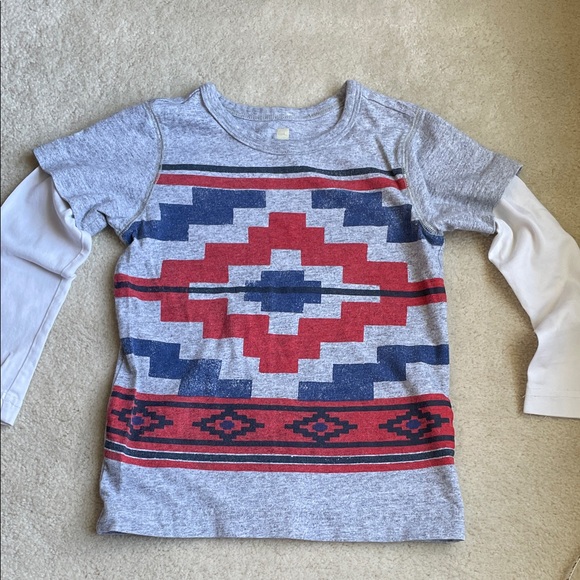 Tea Collection Other - Tea Collection Heriz Rug Aztec Black Pattern Long Sleeve Shirt Size Small 4-5